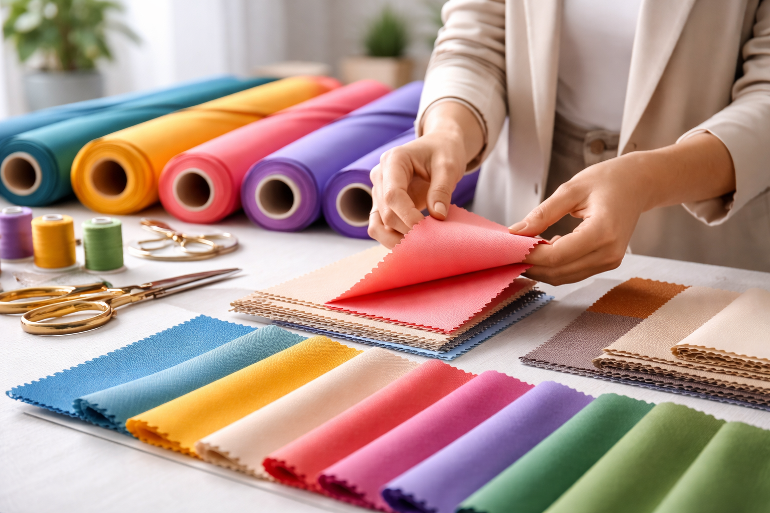 Escolha de tecidos para o pedido